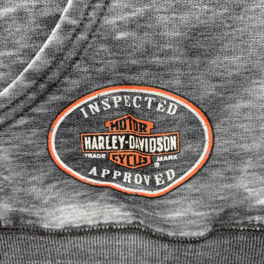 Harley-Davidson Hoodie Women S Gray Orange Burnout Rhinestone Full Zip NWT - Picture 8 of 10